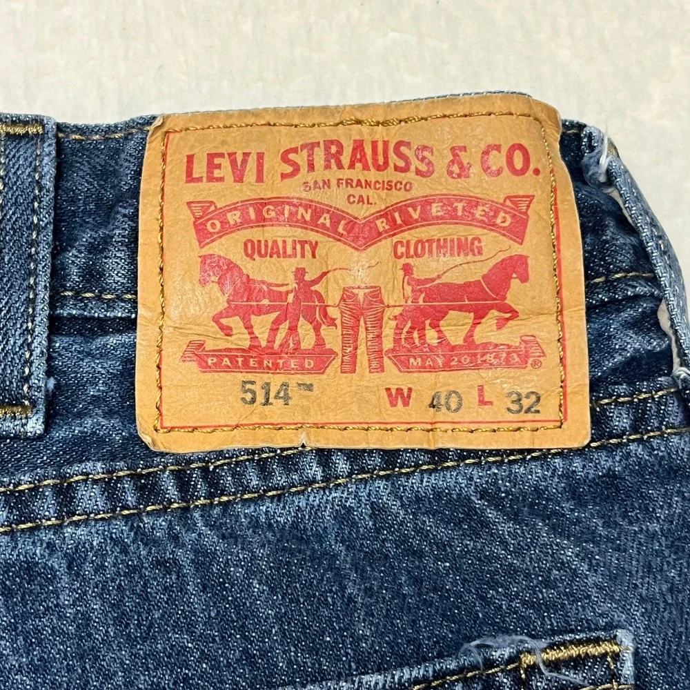 Levi's Jeans Mens 40x32 Blue 514 Straight Fit Dark Wash Denim Pants‎ 00514-4010
